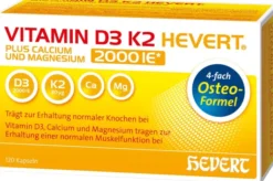 Vitamin D3 K2 Hevert plus Calcium und Magnesium 2000 I.E. 120 Kapseln