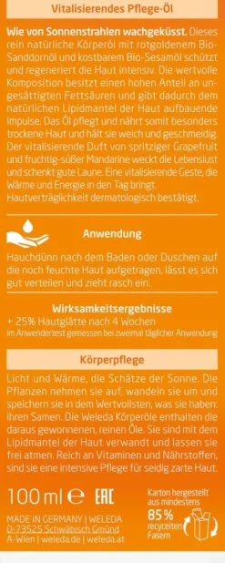 Weleda Sanddorn Vitalisierendes Pflege-Öl 100 ml Öl