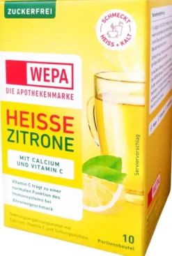 WEPA heisse Zitrone + Vitamin C + Calcium zuckerfrei Pulver 10 x 10 g