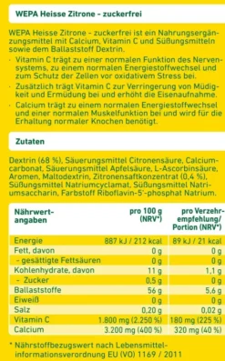 WEPA heisse Zitrone + Vitamin C + Calcium zuckerfrei Pulver 10 x 10 g