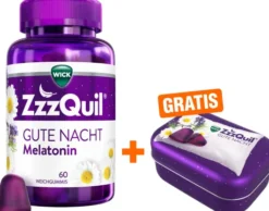 Wick ZzzQuil Gute Nacht 60 Weichgummis + gratis Wick ZzzQuil Reise-Dose 1 Stück