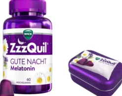 Wick ZzzQuil Gute Nacht 60 Weichgummis + gratis Wick ZzzQuil Reise-Dose 1 Stück