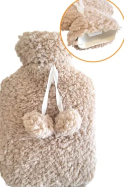 Wärmflasche mit Bezug 1,5 L Creme