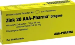 Zink 20 Aaa Pharma Dragees 20 Überzogene Tabletten