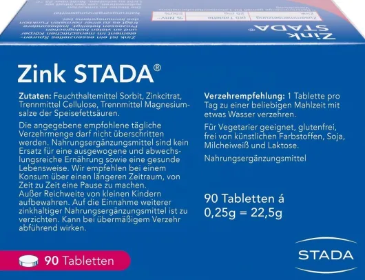 Zink Stada 25 mg 90 Tabletten